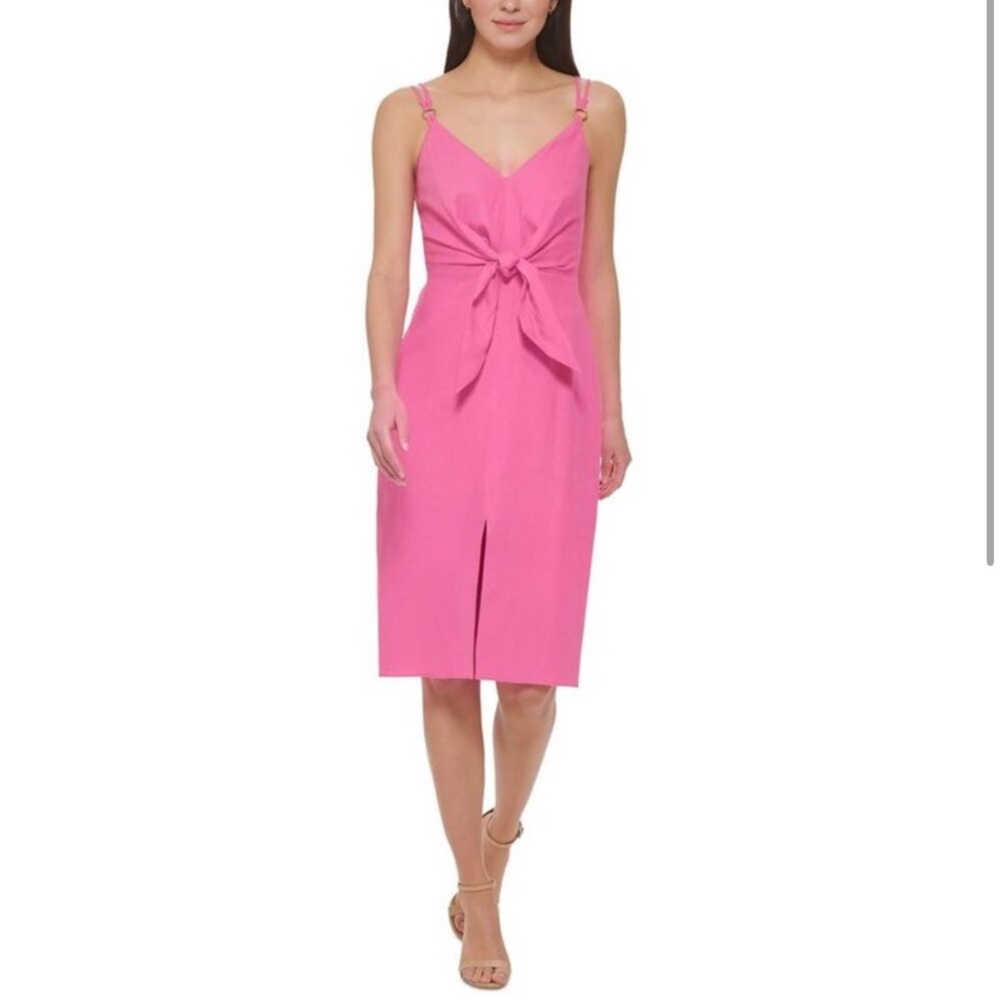 Like New! Vince Camuto Pink Tie Front Linen Sundress 6 $138 Retail w/ Tag